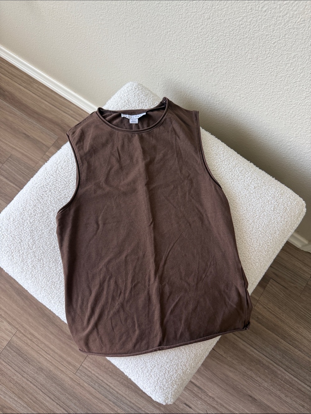 TOPSHOP Brown Sleeveless Crewneck Shirt